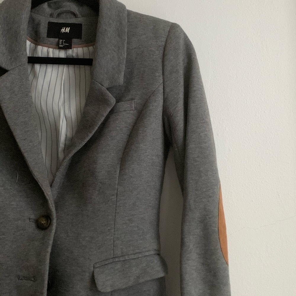 Heather Grey blazer with elbow patch